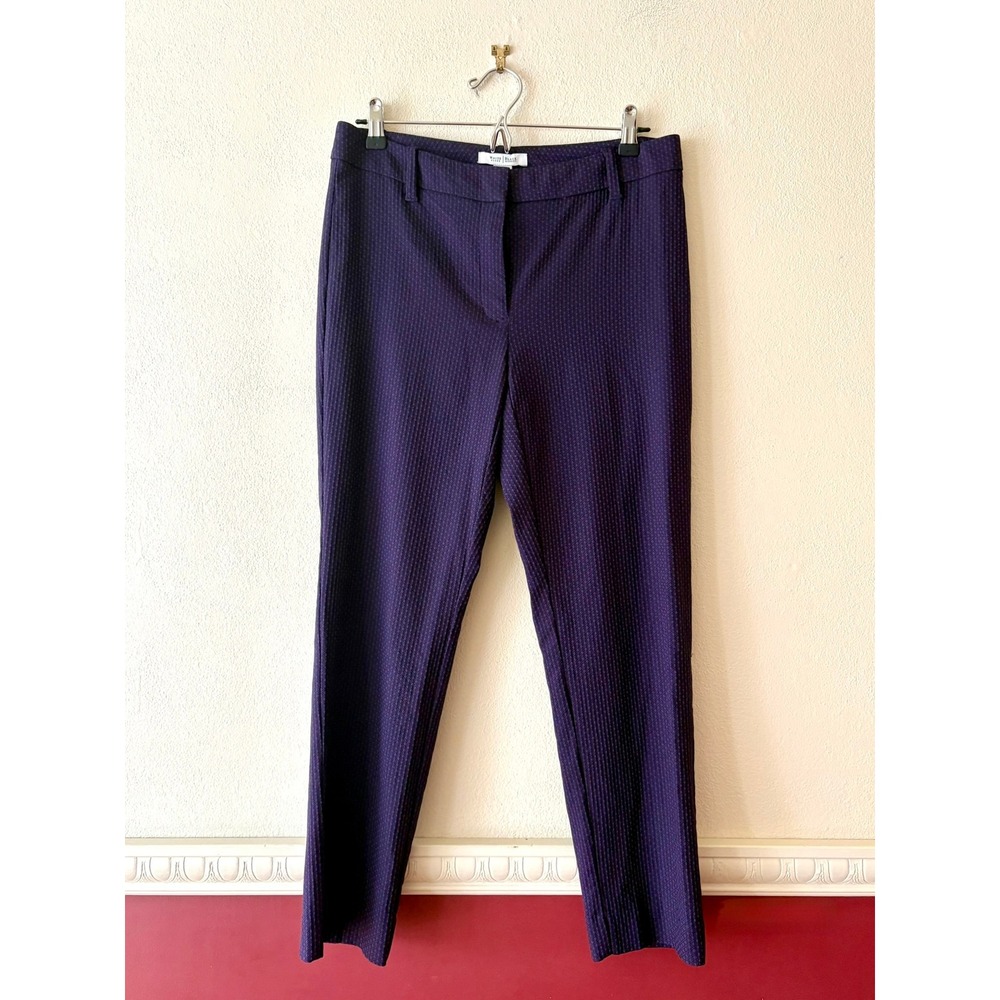 White House Black Market Slim Purple Geo Textured Ankle Pants 8 Polished Modern
